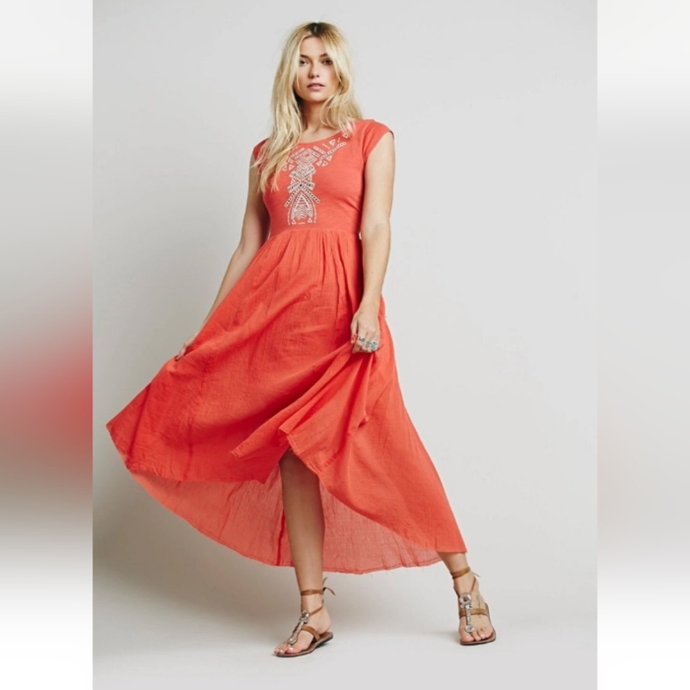 Free People Toosaloosa Slub Meadows Midi Dress
